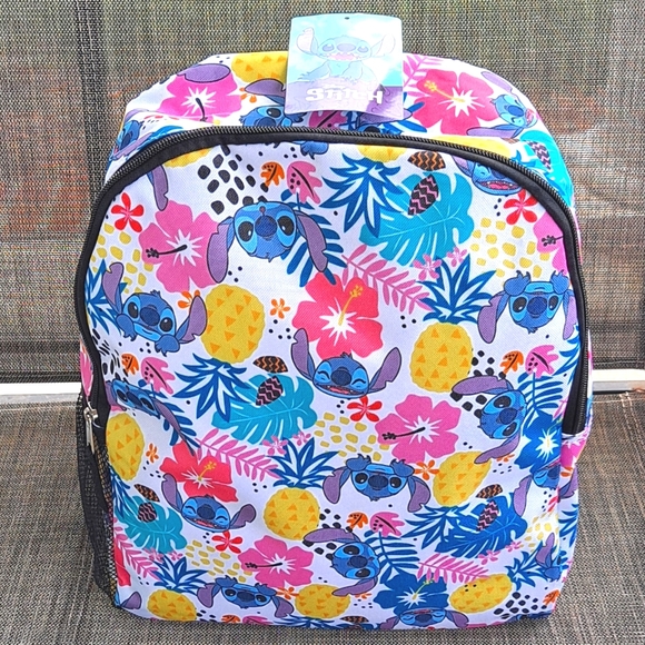 🙋🏽‍♀️ Disney Stitch Vinyl Pink And White Backpack, It's A Back To School Sale - Picture 2 of 7